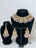 Bollywood Jannat Stonework Necklace Set with Earrings and Mangtika