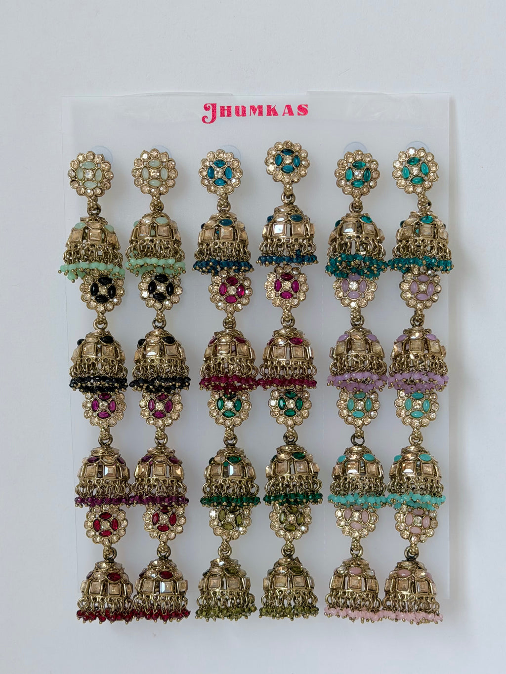 Polki Small Jhumka Pack - 12 Colors Traditional Indian Jewelry with Elegant Pearl Details