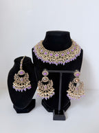 Bollywood Polki Azmira Lightweight Necklace set with Earrings and Tikka