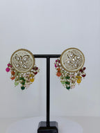 Meenakari Stud Earrings with Pearl & Bead Drops | Traditional Indian Statement Jewelry