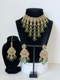 Jhalak Polki Waterfall Necklace set with Earrings and Mangtika
