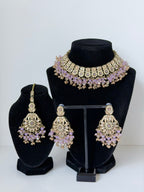 Bollywood Krithika Stonework Necklace Set with Earrings and Mangtika