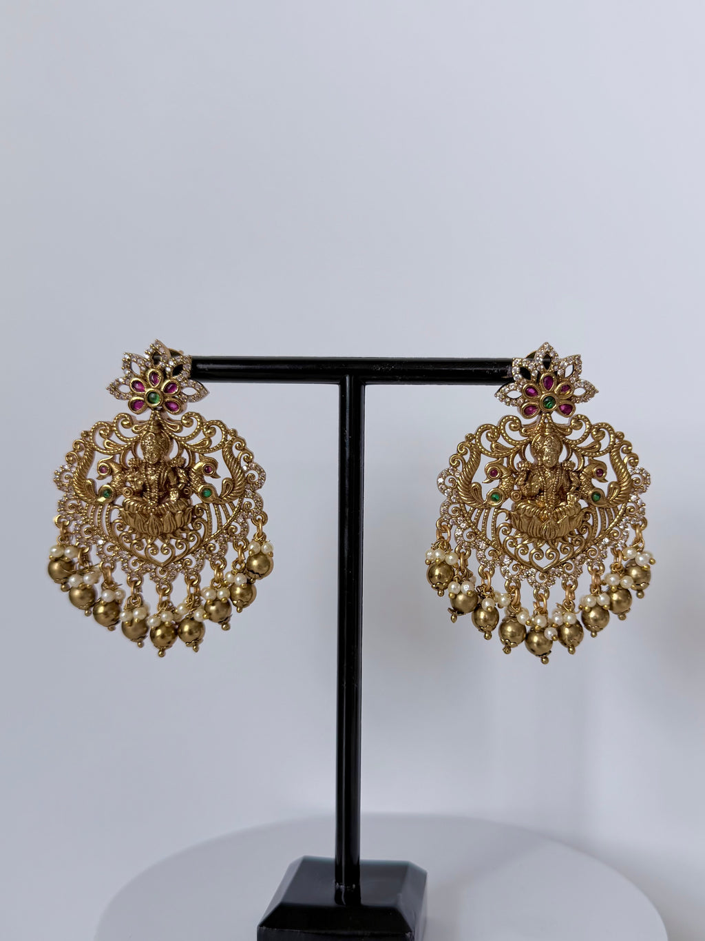 Devika Traditional Temple Mala Set with Earrings