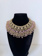 Bollywood Delina Stonework Necklace set with Jhumka and Mangtika