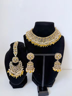 Bollywood Polki Pratha Necklace Set with Jhumka and Mangtika