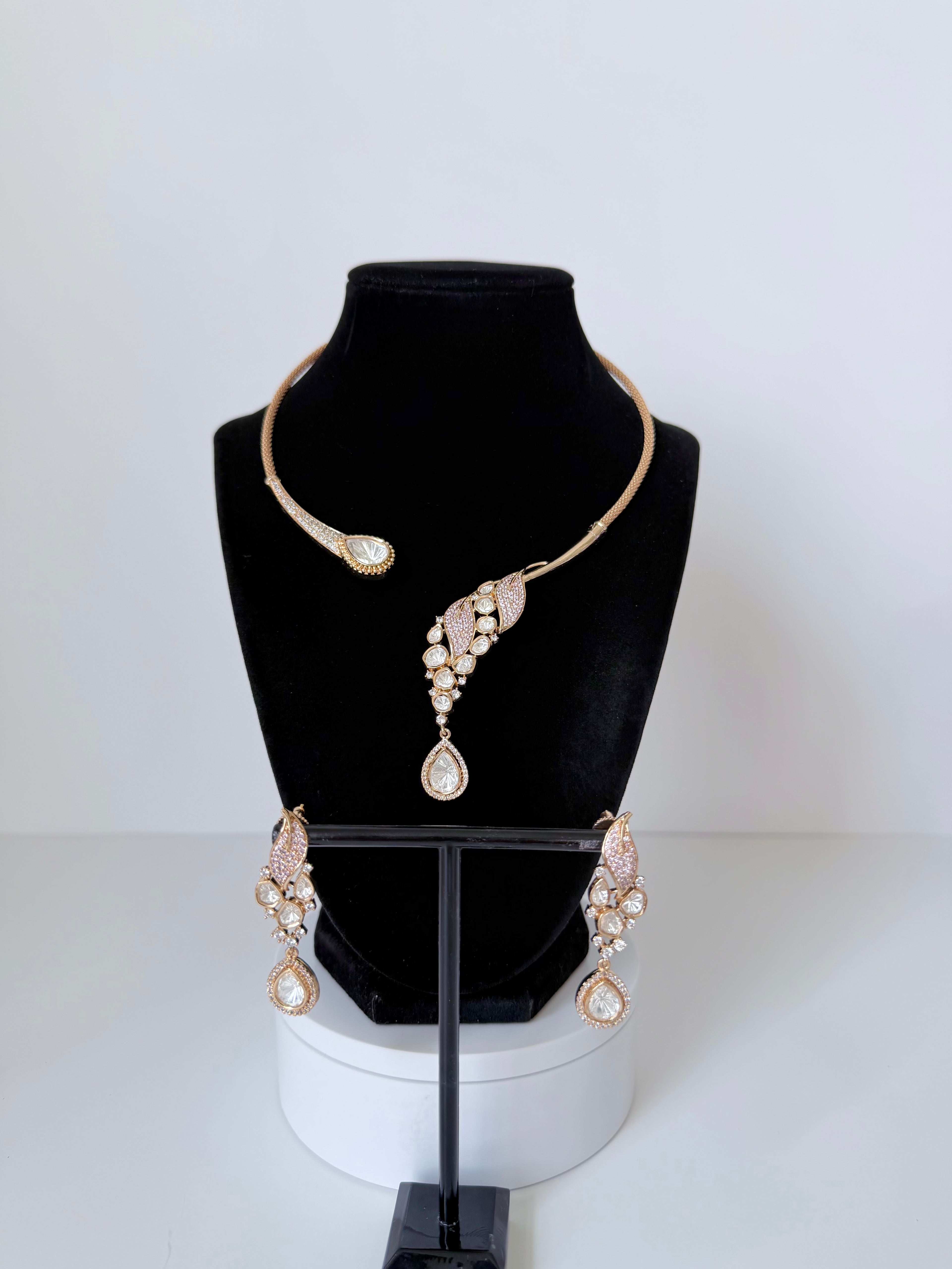 Premium Moissanite Hasli Nura Necklace Set with Earrings