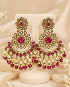 Zareen Polki Pearl Chandbali Earrings - Multiple Colors