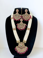 Bollywood Waheeda Polki Mala Set with Earrings and Mangtika