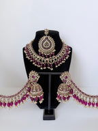 Bollywood Nazakat Necklace set with Sahara Jhumka and Mangtika