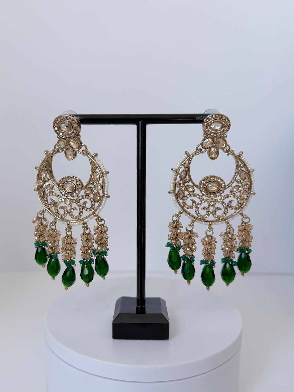Bollywood Aabira Necklace Set with Chandbali Earrings and Mangtika