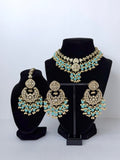Bollywood Ziana Stonwork Necklace Set with Earrings and Tikka