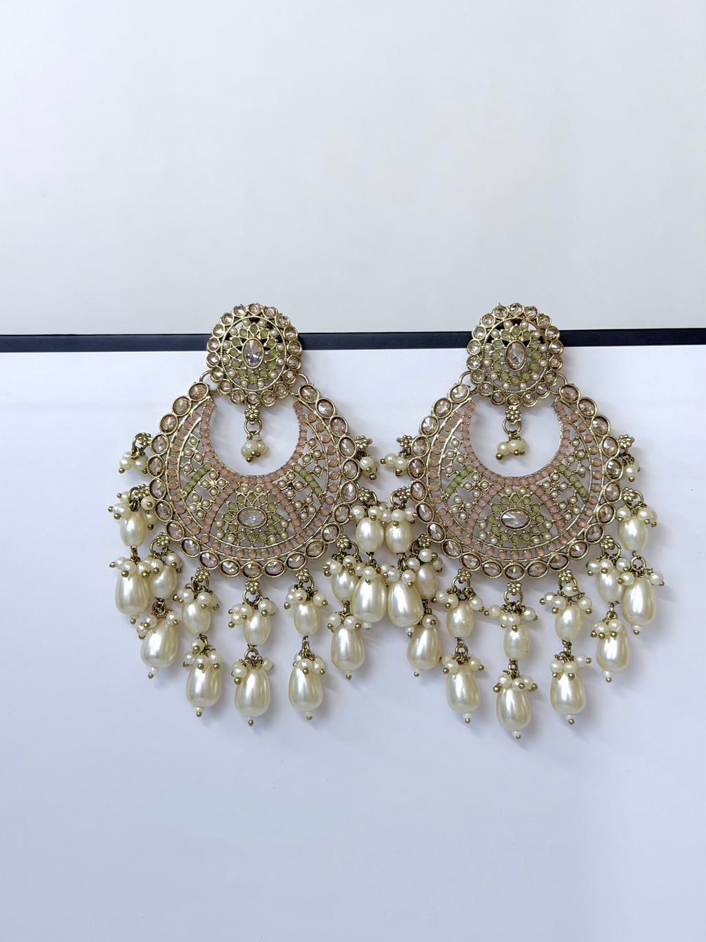 Polki Siya Chandbali Earrings