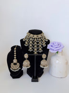 Bollywood Anarkali Waterfall Necklace Set with Jhumka and Tikka
