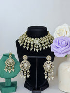 Bollywood Suhani Kundan Necklace Set with Earrings and Mangtika