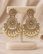 Zareen Polki Pearl Chandbali Earrings - Multiple Colors