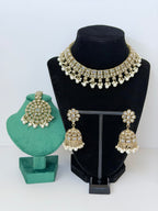 Bollywood Lightweight Polki Juhi Necklace Set with Jhumka and Mangtika