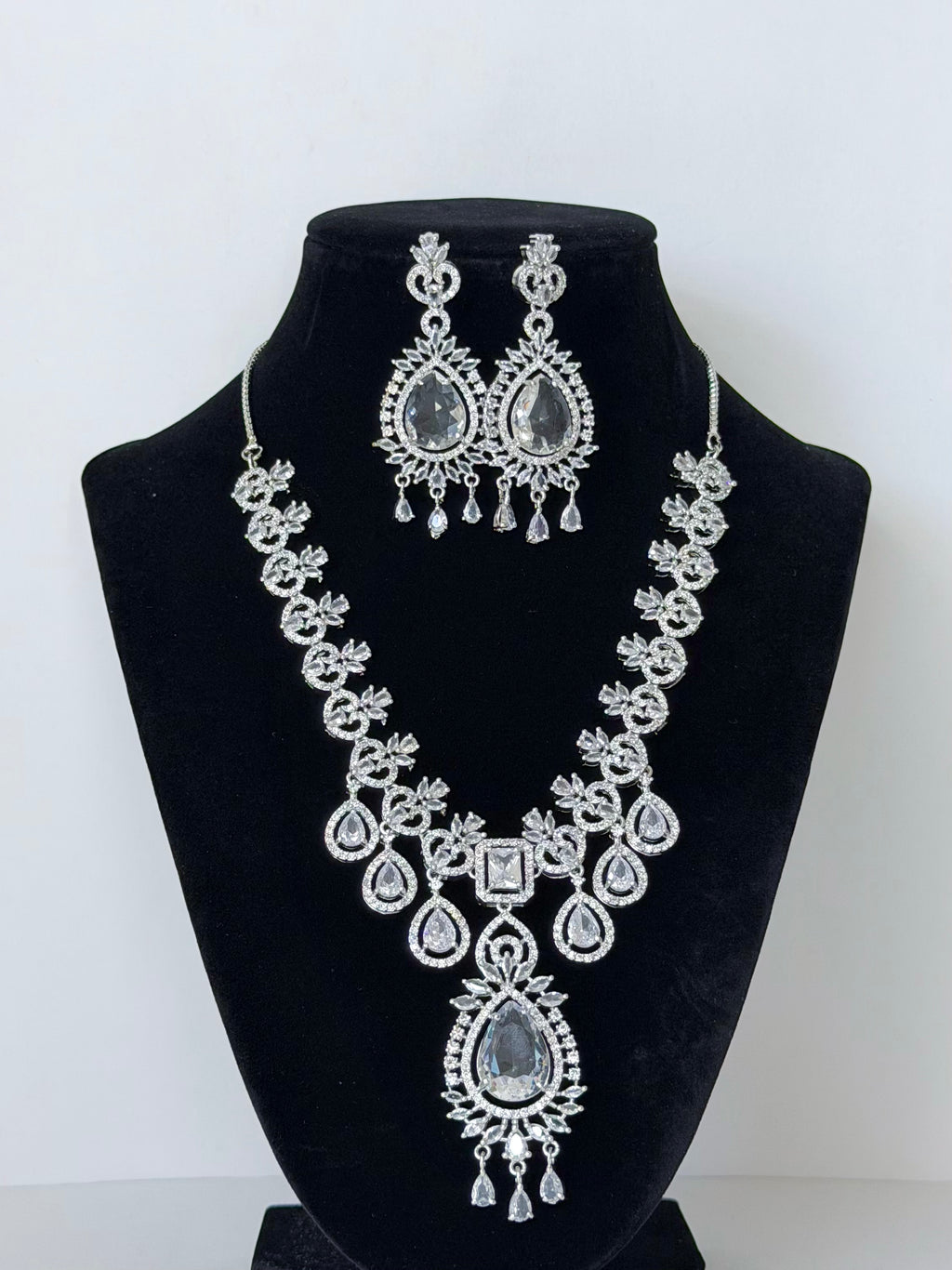 Classic Aurora American Diamond Pendant Set with Earrings