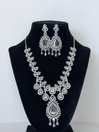 Classic Aurora American Diamond Pendant Set with Earrings