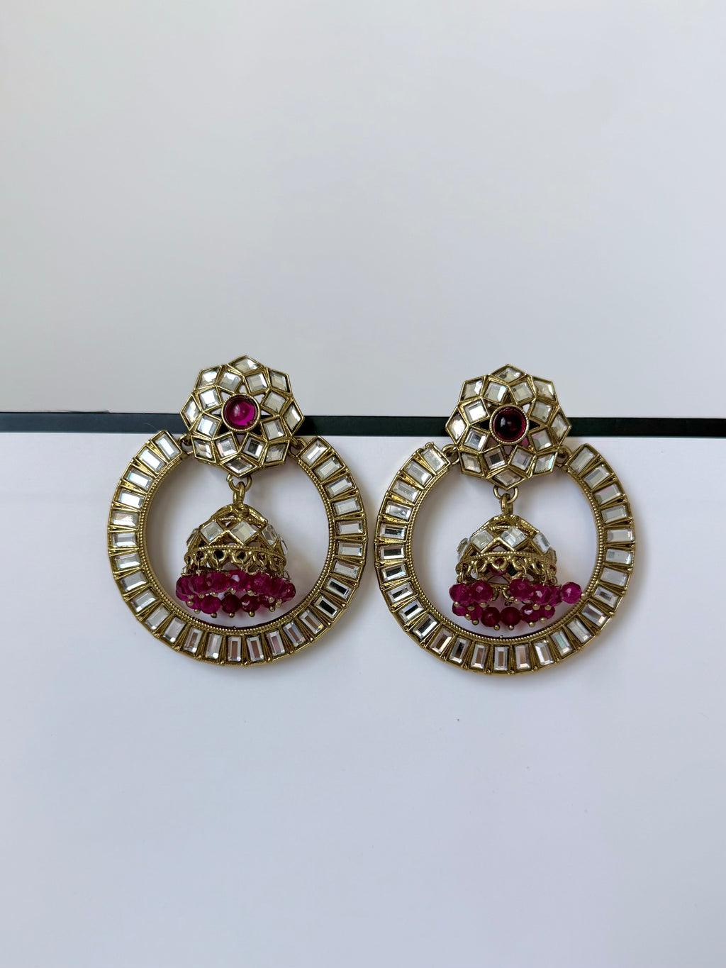 Lightweight Kundan Priya Earrings with Jhumka