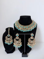 Bollywood Polki Azmira Lightweight Necklace set with Earrings and Tikka