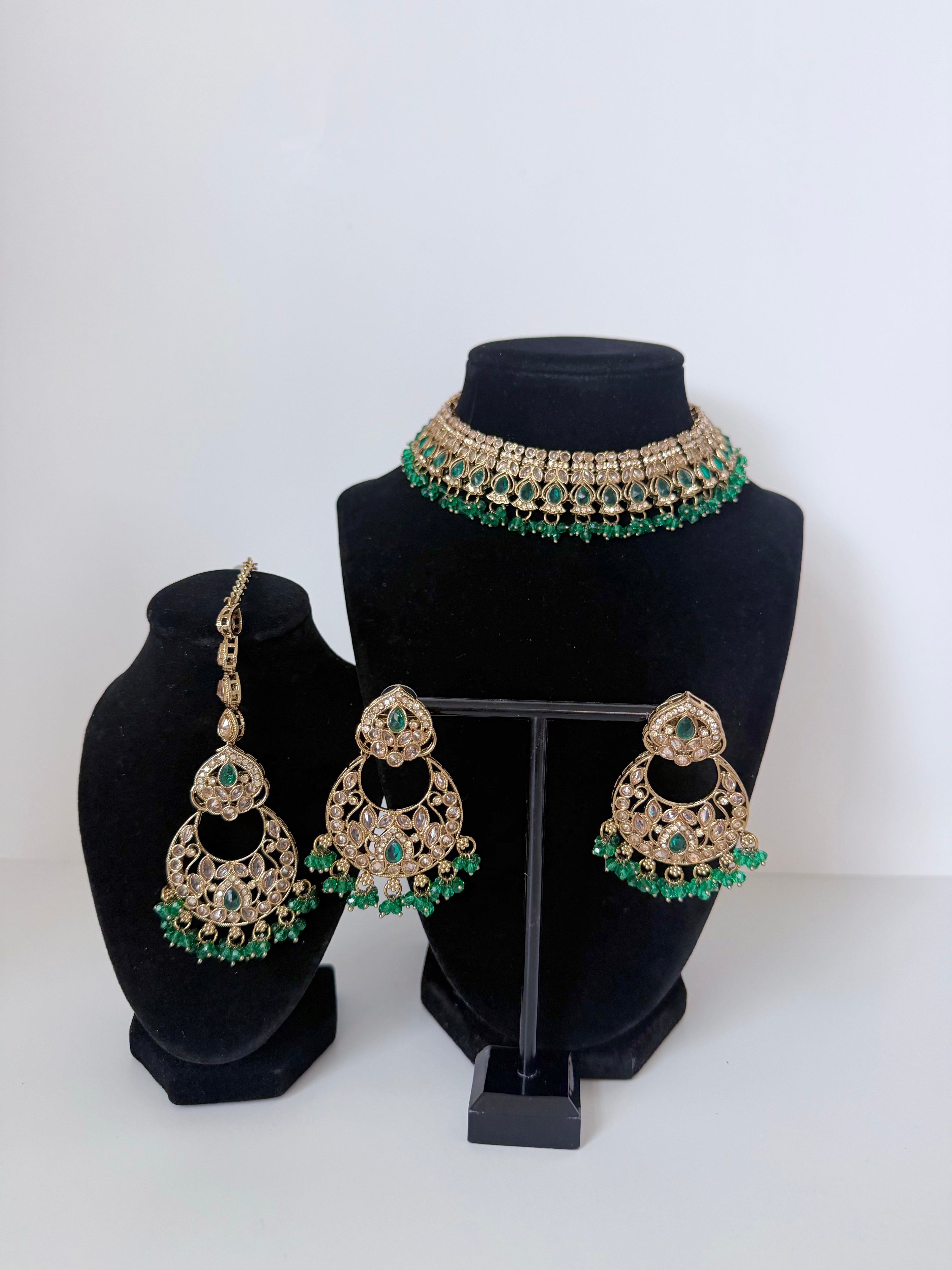 Bollywood Fariha Necklace Set with Earrings and Tikka