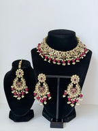 Bollywood Humaira Stonework Necklace Set with Earrings and Mangtika
