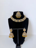 Bollywood Single Line Heer Necklace Set with Jhumka and Tikka