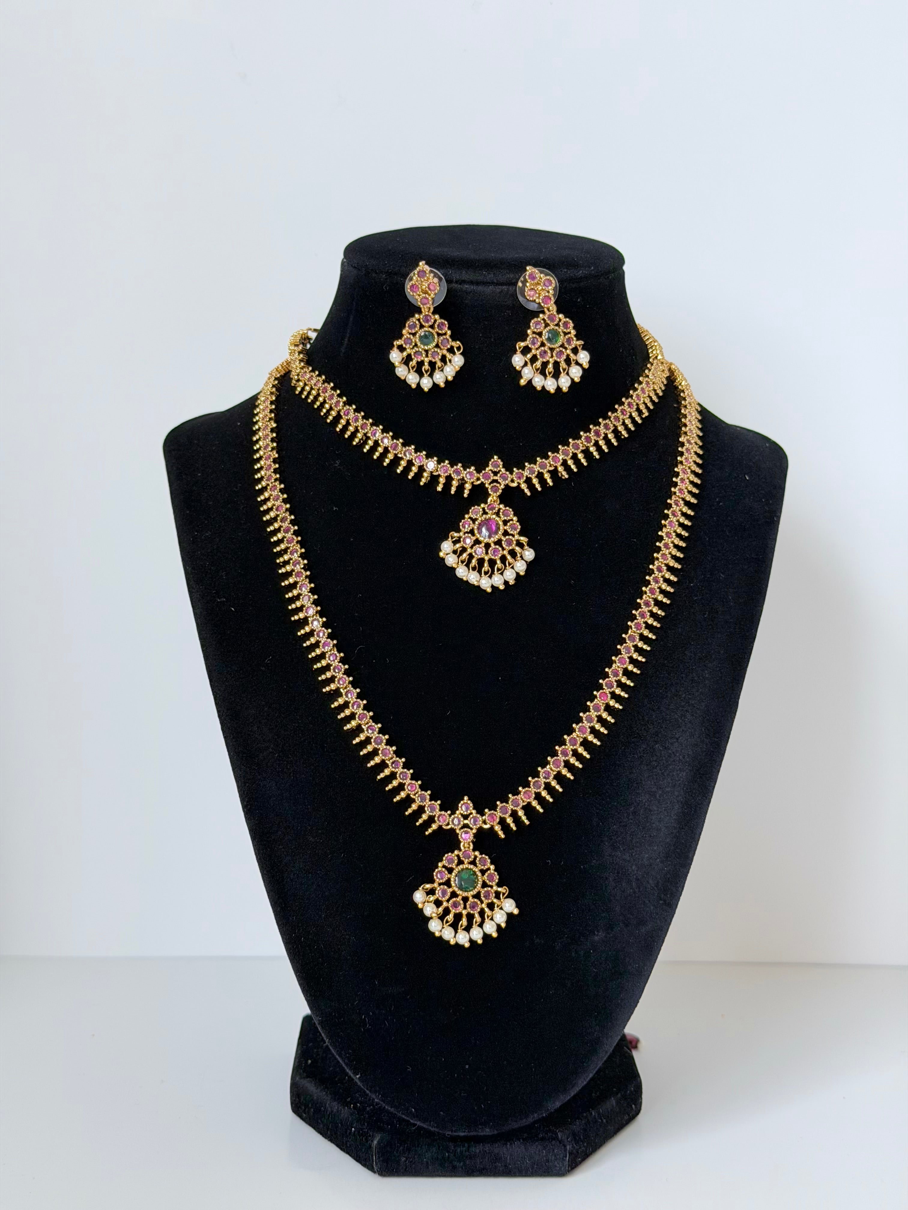 Nandini Traditional South Indian Necklace Combo with Earrings