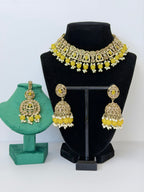 Bollywood Polki Esha Necklace Set with Jhumka and Tikka