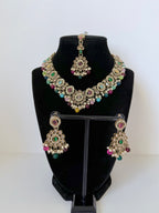 Bollywood Polki Ira Necklace with Earrings and Mangtika