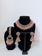 Bollywood Polki Pratha Necklace Set with Jhumka and Mangtika
