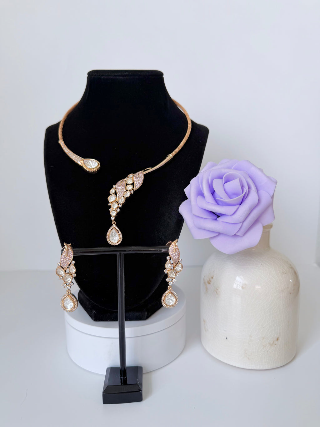Premium Moissanite Hasli Nura Necklace Set with Earrings