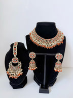 Bollywood Polki Pratha Necklace Set with Jhumka and Mangtika