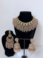Bollywood Delina Stonework Necklace set with Jhumka and Mangtika