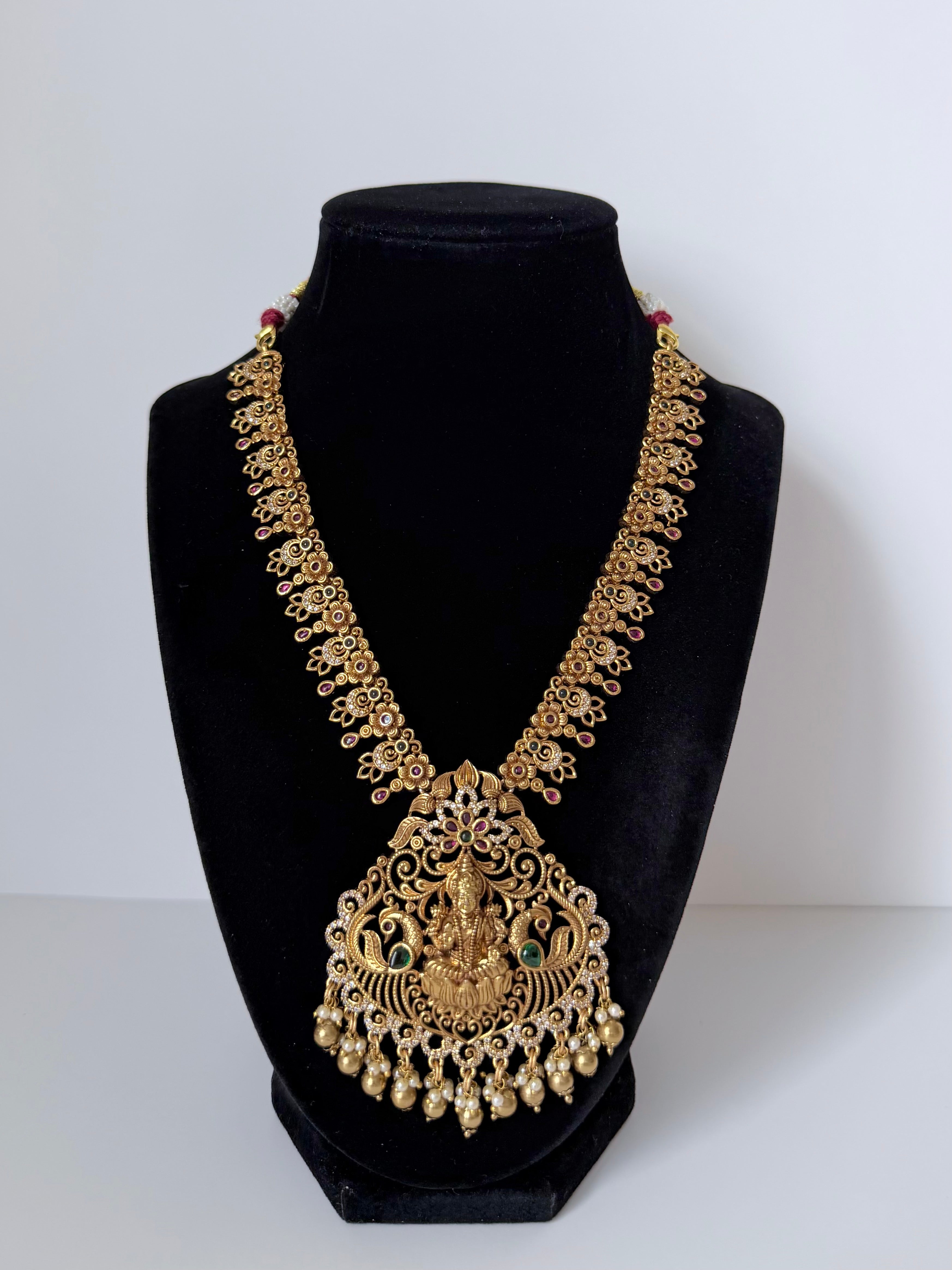 Devika Traditional Temple Mala Set with Earrings