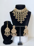 Jhalak Polki Waterfall Necklace set with Earrings and Mangtika