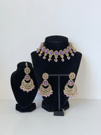 Bollywood Pihu Necklace Set with Earrings and Tikka