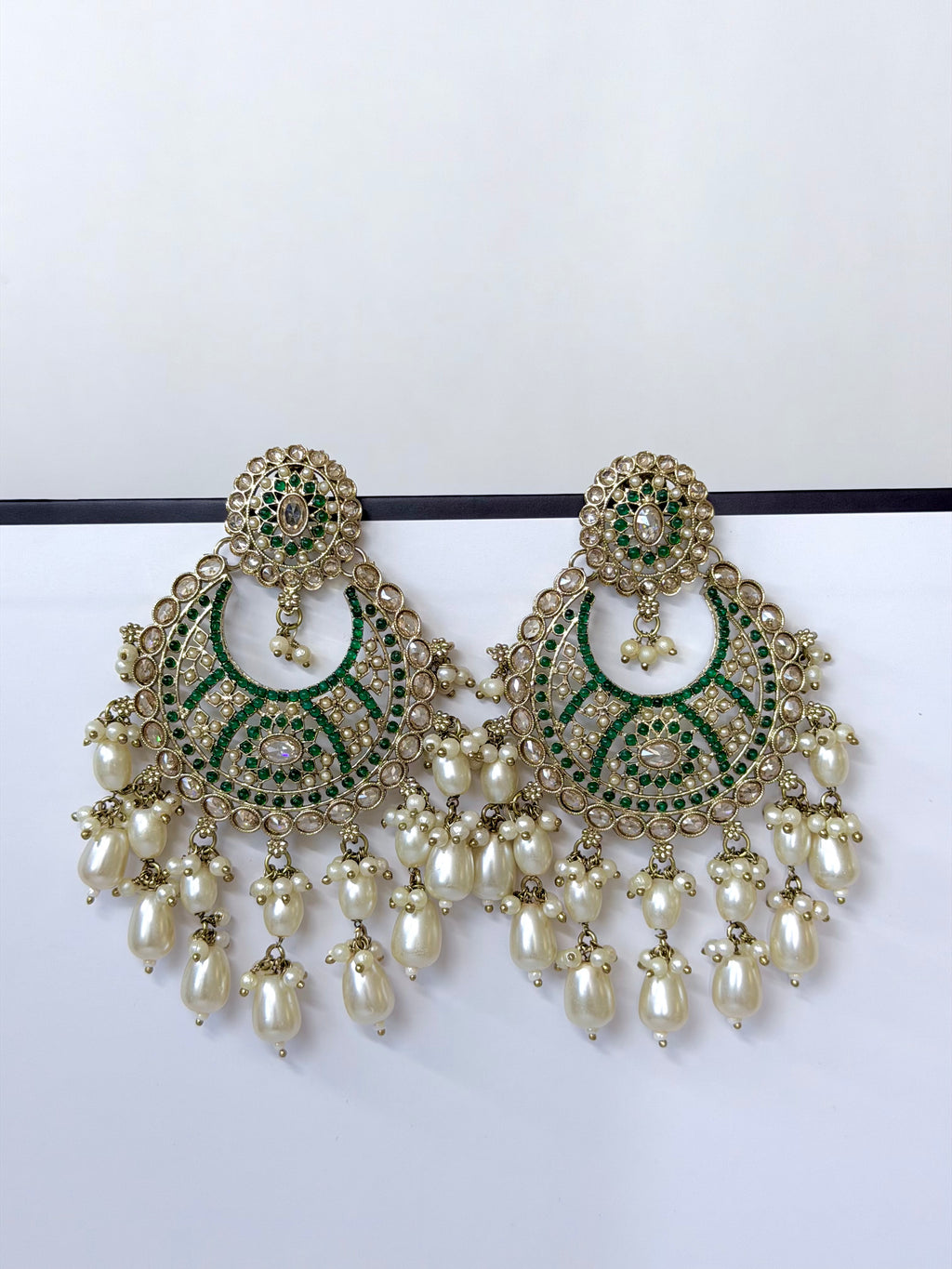 Polki Siya Chandbali Earrings