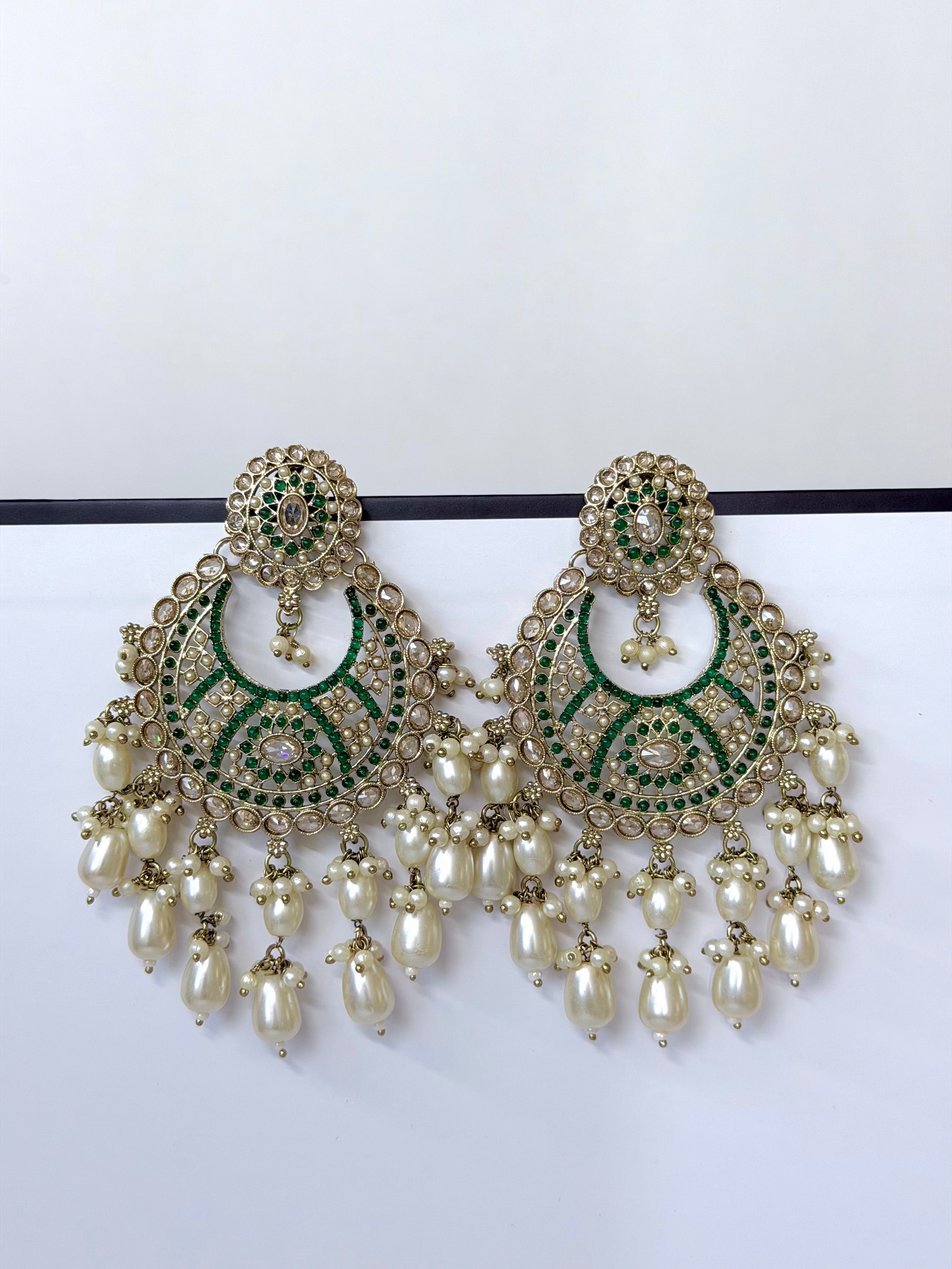 Polki Siya Chandbali Earrings