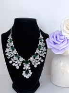 Royal Shahana Emerald American Diamond Set with Earrings and MangTika