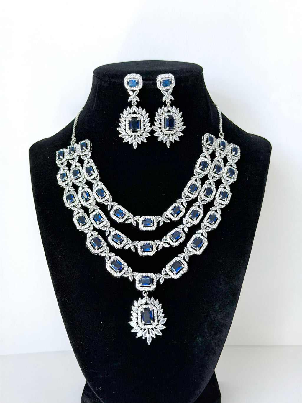 Elegant Aarohi Three Layer American Diamond Set with Earrings
