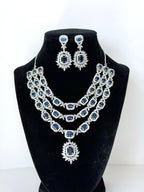 Elegant Aarohi Three Layer American Diamond Set with Earrings