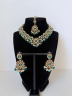Bollywood Polki Ira Necklace with Earrings and Mangtika