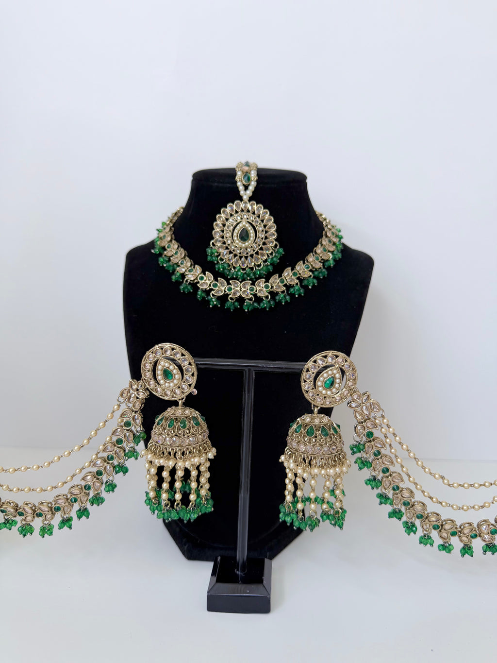 Bollywood Zohra Necklace set with Sahara Jhumka and Mangtika