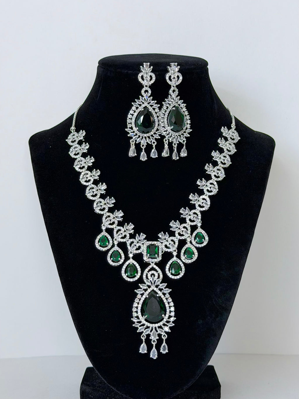 Classic Aurora American Diamond Pendant Set with Earrings