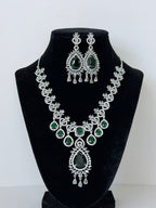 Classic Aurora American Diamond Pendant Set with Earrings