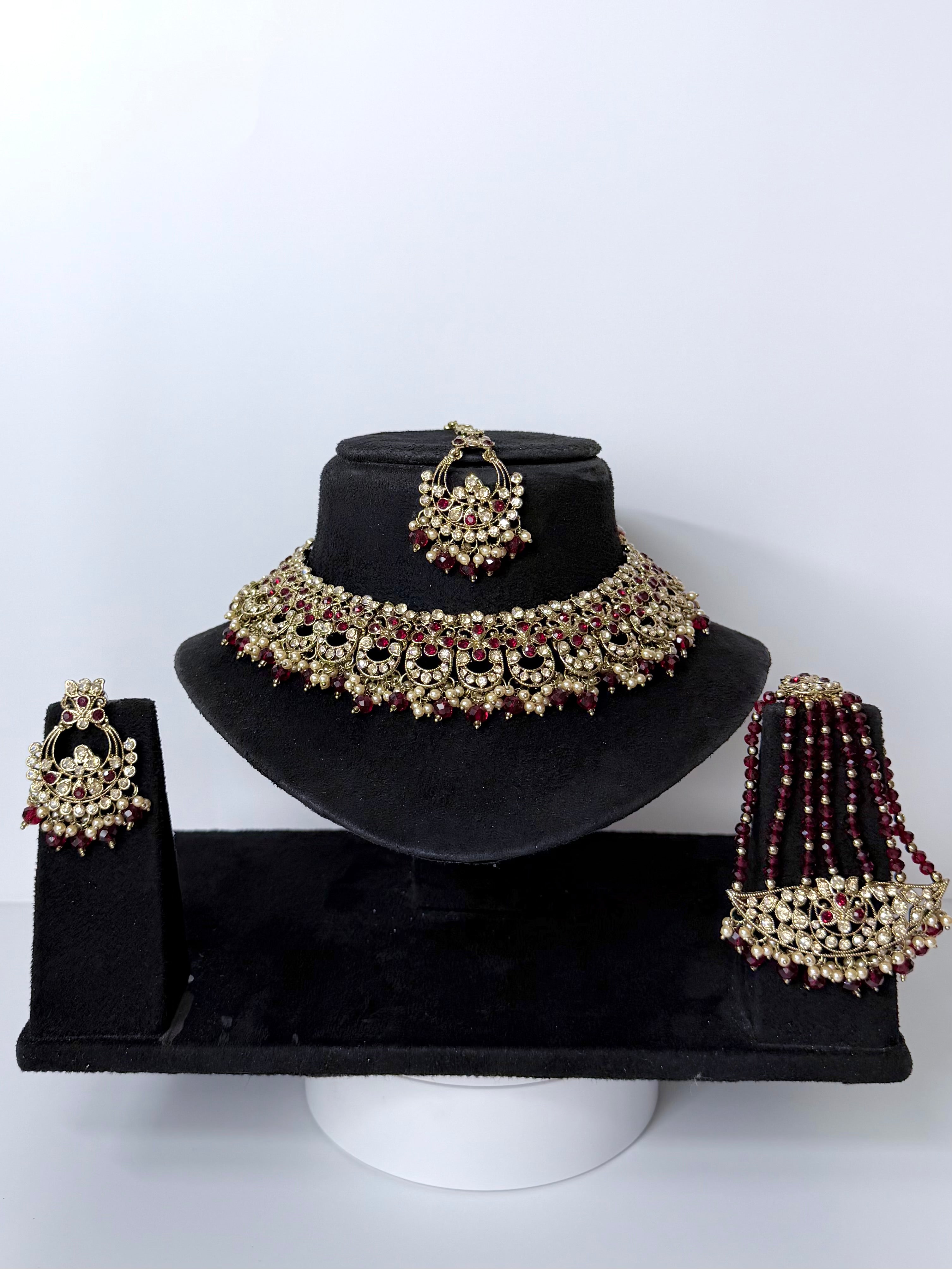 Bollywood Mehrza Necklace Set with Earrings, Mangtika and Jhoomar
