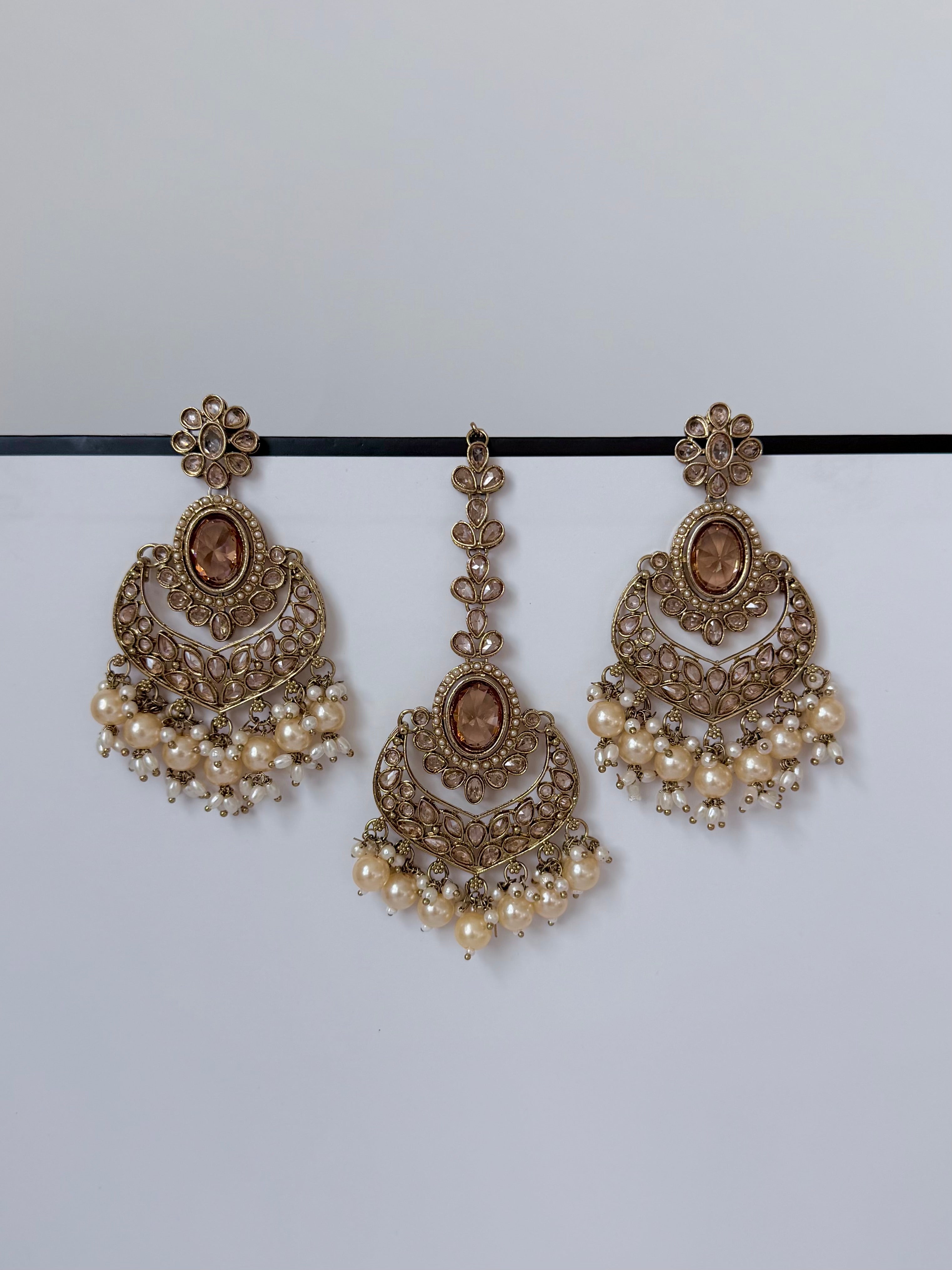 Desi Mohini Pollki Earring and Tikka Set