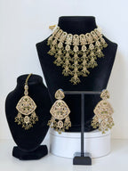 Jhalak Polki Waterfall Necklace set with Earrings and Mangtika