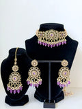 Bollywood Polki Elina Choker Set with Earrings and Mangtika